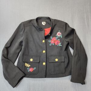 Womens Size 8 Cardigan Blazer Black Floral Art To Wear Office Teacher A New Day